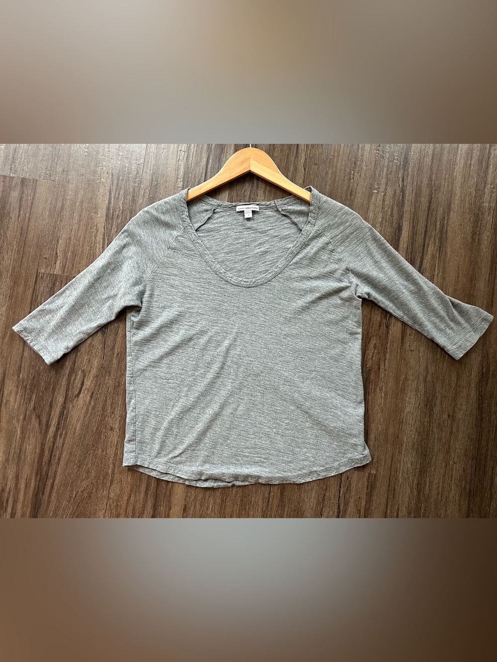 Standard James Perse 3/4 Sleeve Cotton Tee in Gray. Size 1 (Small)